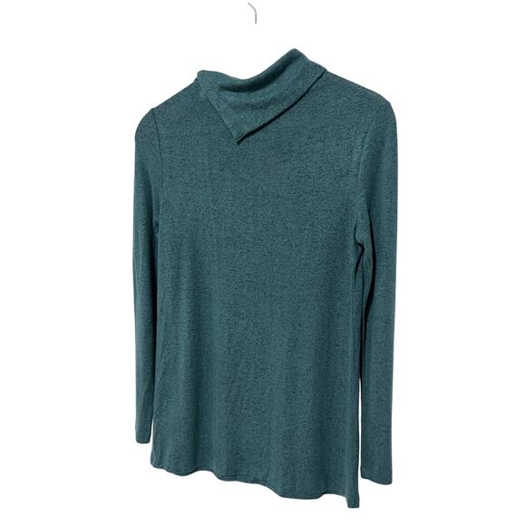 Nic+Zoe NZT Top Sweet Dreams Snap Neck Tee Heathered Teal Women's XSmall New! - Picture 4 of 12